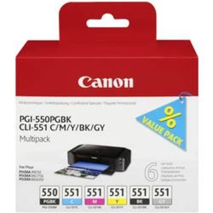 Canon originálna cartridge PGI-550/CLI-551PGBK/C/M/Y/BK/GY Multipack, black/color, 6496B005, Canon PIXMA iP8750, MG7150, MG6350