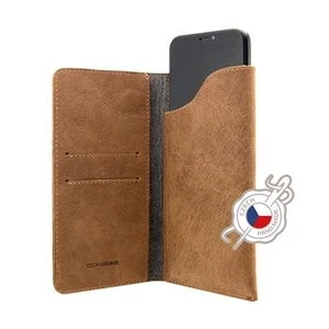 FIXED Pocket Book Kožené pouzdro pro Apple iPhone 6 Plus/6s Plus/7 Plus/8 Plus/XS Max, hnědé