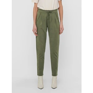 Green Shortened Trousers with Tie JDY Catia - Women