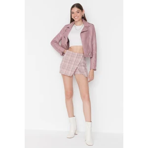 Trendyol Pink High Waist Tweed Woven Shorts Skirt