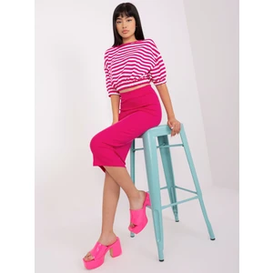 Fuchsia casual set with short blouse