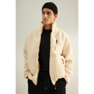 Trendyol Ecru Men's Regular Fit Welsoft Plush Coat.