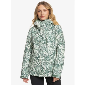 Women's Green-Cream Winter Patterned Jacket Roxy Jetty - Women