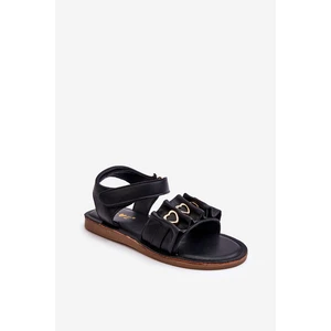 Children's sandals with Velcro heart Black Havana