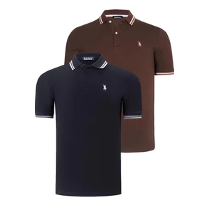 DUAL SET T8594 DEWBERRY MENS T-SHIRT-BLACK-BROWN