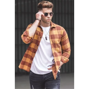 Madmext Checkered Orange Shirt 4664