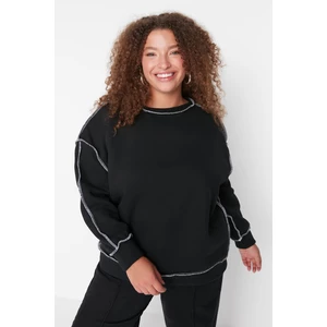 Trendyol Curve Stitched Thick Rayons Knitted Sweatshirt in Black.