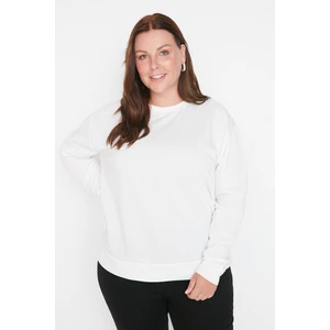 Trendyol Curve Ecru Crew Neck Basic Thin Knitted Sweatshirt