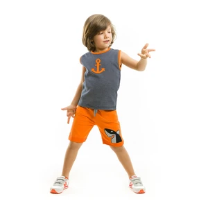 Denokids Orange Anchor Shorts Set