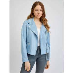 Orsay Light blue women's leatherette jacket in suede finish - Women