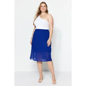 Trendyol Curve Blue Pleated Woven Skirt