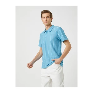 Koton Polo Neck T-Shirt, Slim Fit, Button Detailed Cotton.