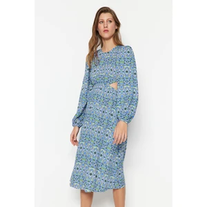 Trendyol Blue Cut Out/Window Detailed Midi Woven Viscose Dress