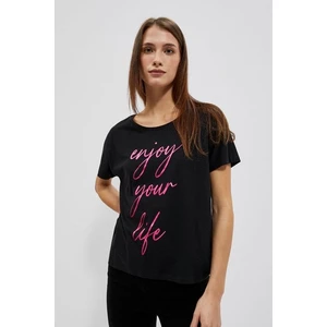 Cotton blouse with Moodo lettering - black