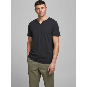 Jack&Jones Pánske tričko JJESPLIT Slim Fit 12164972 Black L