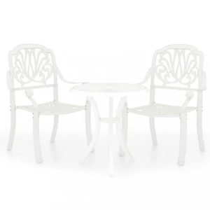 Záhradný bistro set 3 ks liaty hliník Dekorhome Biela,Záhradný bistro set 3 ks liaty hliník Dekorhome Biela