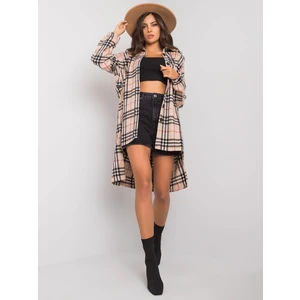 Beige-black asymmetrical plaid shirt Bonnie