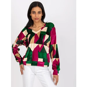 Green-fuchsia blouse made of Lilian velor