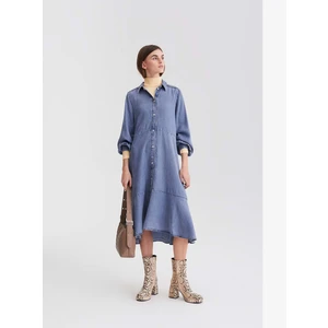 Blue Denim Shirt Dress Pieces Curry - Women