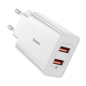 Baseus Speed Mini QC Dual USB Quick Charger 18W, biela