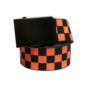 Check And Solid Canvas Belt 2-Pack Black/Orange