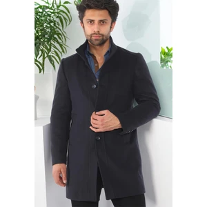 PLT8370 DEWBERRY MEN'S COAT-PLAIN NAVY BLUE