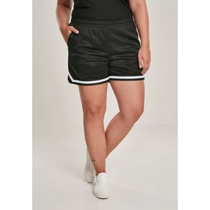 Women's Stripes Mesh Hot Pants Black