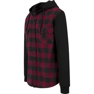 Flanell Sweat Sweat Plaid Hooded Shirt blk/burgundy/blk