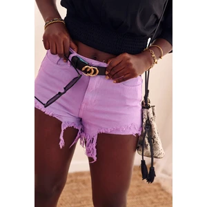 Purple short denim shorts