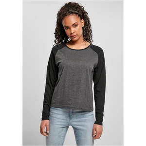 Women's contrasting raglan long sleeves charcoal/black