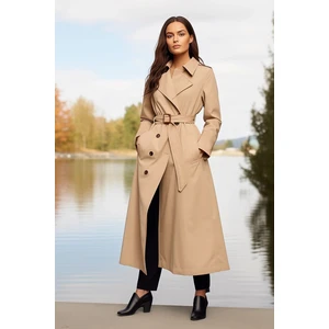 Trendyol Beige Belted Button Closure Trench Coat TWOAW24TR00063