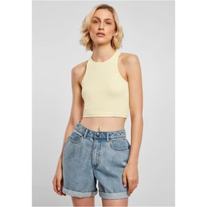 Women's T-Shirt Cropped Rib Top Soft Yellow