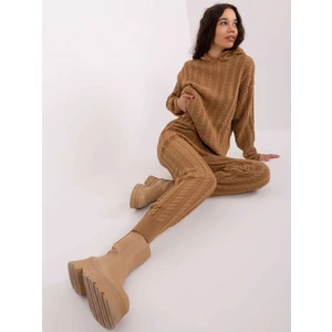 Women's Cable Knitted Camel Set