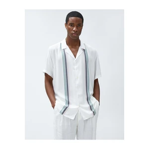 Koton Short-Sleeved Shirt with Turndown Collar Buttons Stripe Detailed.