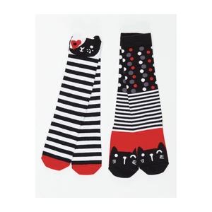 mshb&g Striped Cats Girl's Knee Socks Set of 2