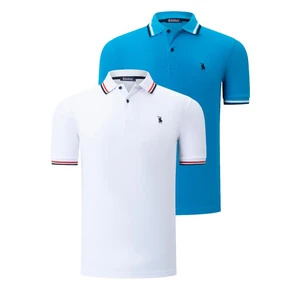 DUAL SET T8594 DEWBERRY MENS T-SHIRT-WHITE-BLUE