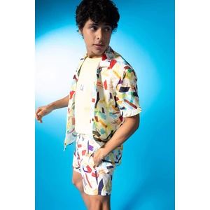 DEFACTO Regular Fit Short Sleeve Printed Viscose Shirt