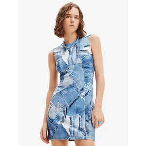 Blue Patterned Minidress Desigual Denam - Women