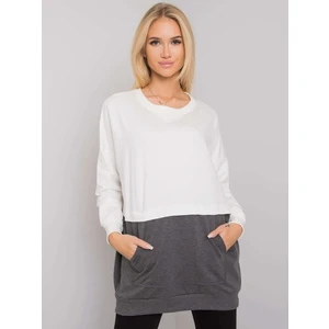 Ecru-dark gray Hartsville RUE PARIS pouch pocket sweatshirt