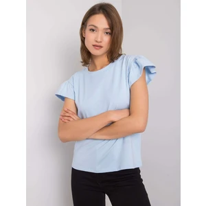 RUE PARIS Light blue cotton blouse