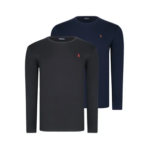 DUAL SET T8588 DEWBERRY ROUND COLLAR MEN'S SWEATSHIRT-BLACK-LACİVERT