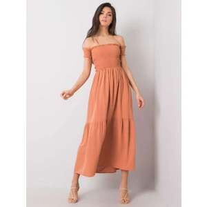 RUE PARIS Orange long dress with a frill