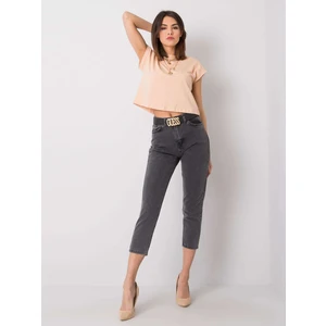 RUE PARIS Dark gray high waisted jeans