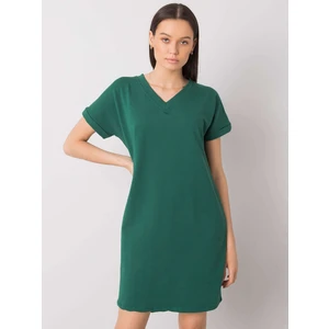 RUE PARIS Dark green women's cotton dress