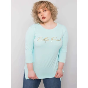 Light blue blouse with an inscription