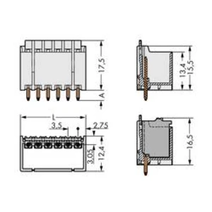 Konektor do DPS WAGO 2091-1412/200-000, 44.00 mm, pólů 12, rozteč 3.50 mm, 100 ks