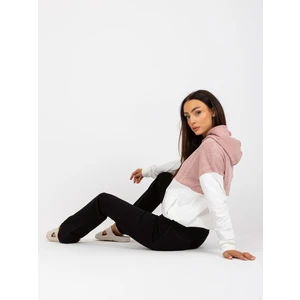 Pink and white RUE PARIS hoodie with hem