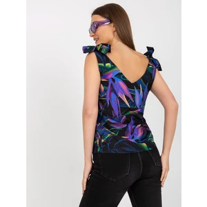 Black-violet top with RUE PARIS prints