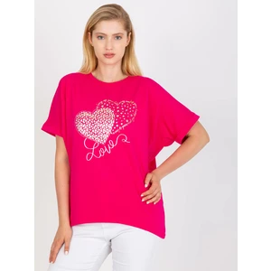 Fuchsia T-shirt plus sizes with gold print