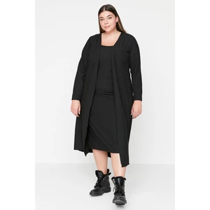 Trendyol Curve Black Soft Knitted Cardigan-Dress 2-Pair Set